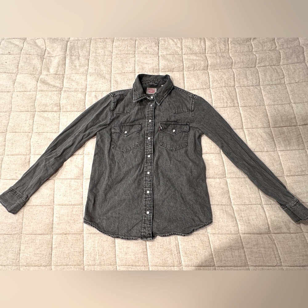 Gray Levi button up shirt jacket
